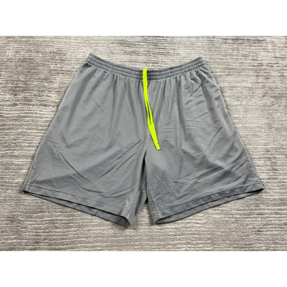 Starter Shorts Mens XL Gray Soft Silver Mesh Athletic Neon Drawstring RM06101